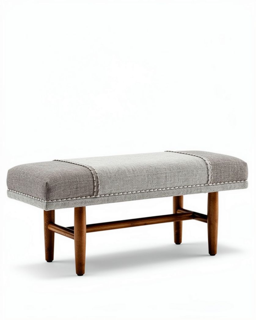 Banco de rangement pour entrée en tissu et bois - 100 x 40 x 45cm
