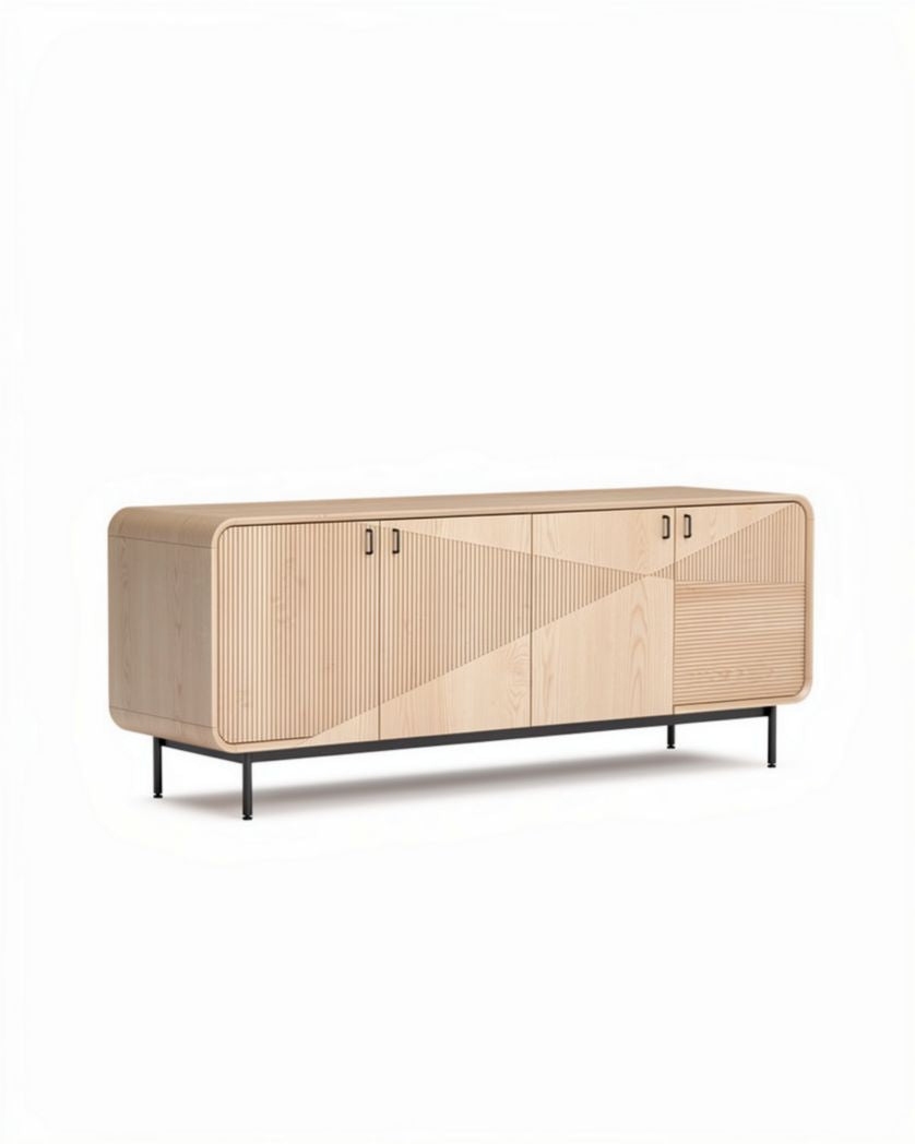 Buffet contemporain en bois et métal pour salle à manger - 150 x 40 x 80cm