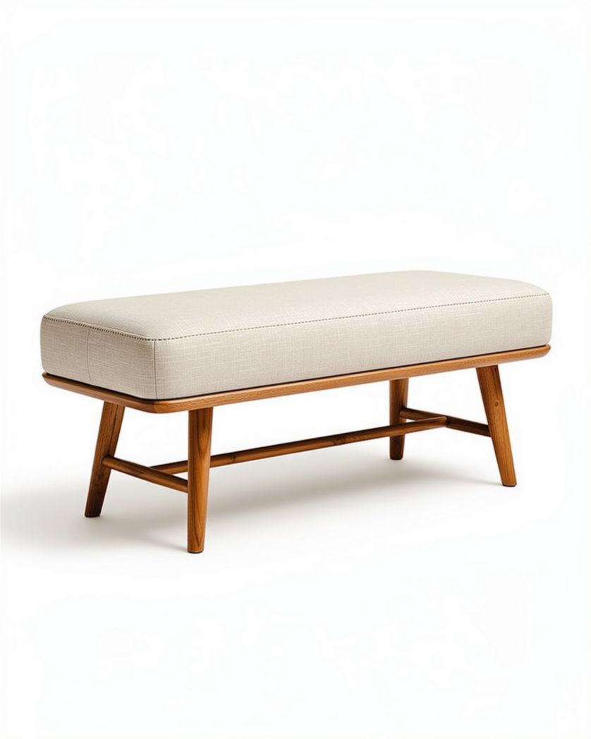 Banc de rangement pour entrée en tissu et bois - 120 x 40 x 45cm