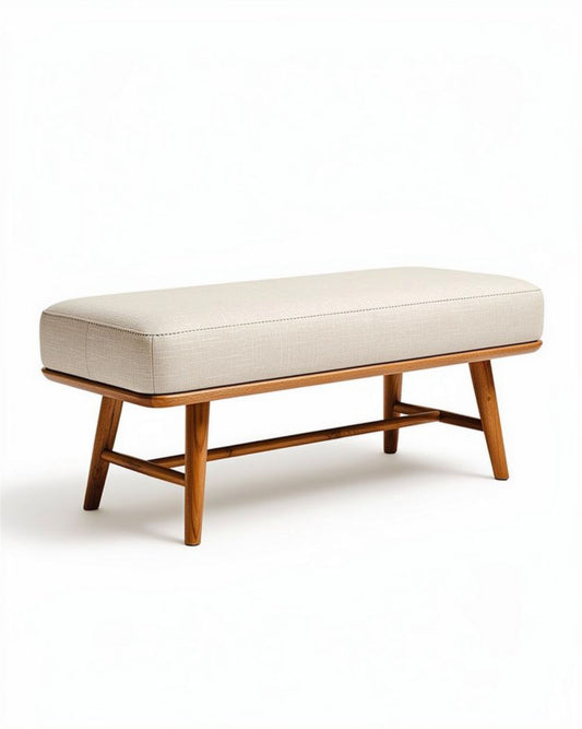 Banc de rangement pour entrée en tissu et bois - 120 x 40 x 45cm