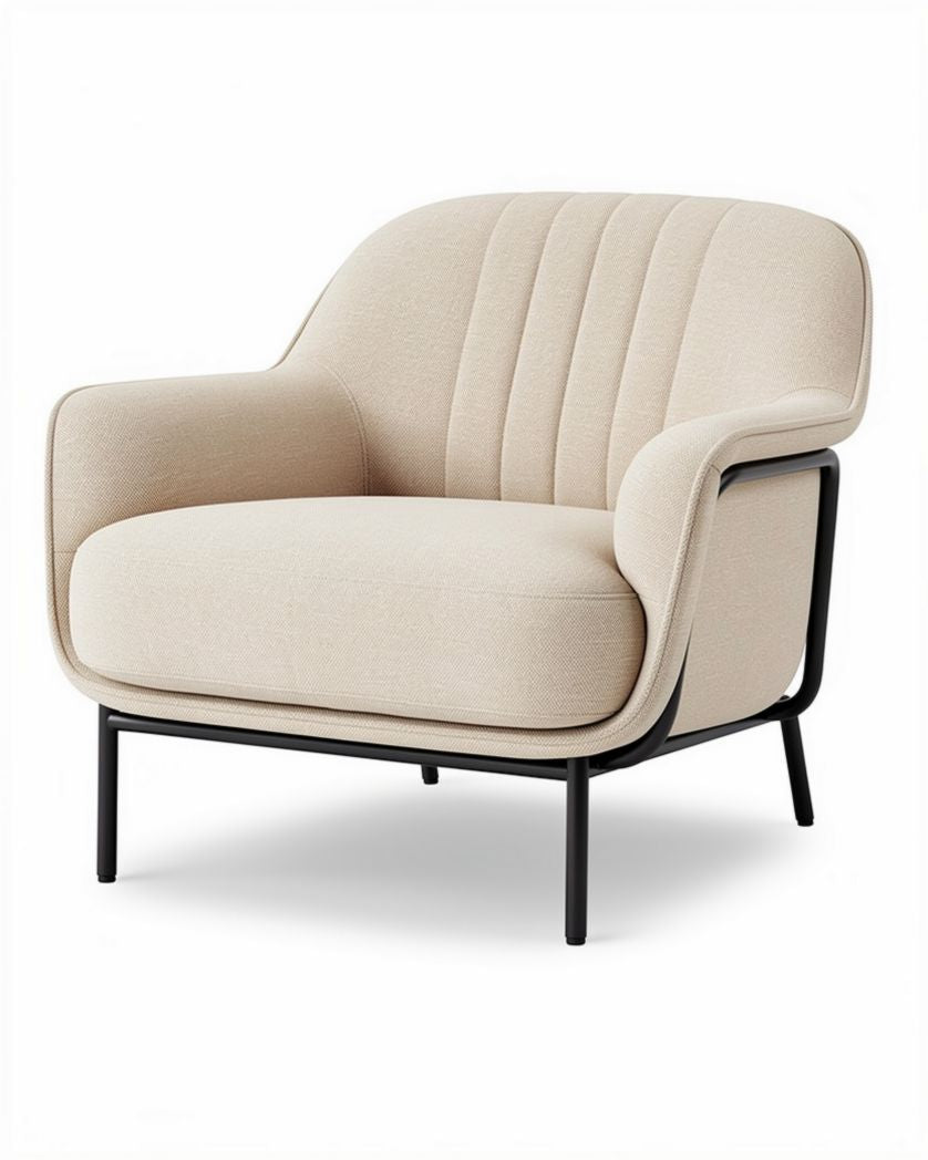Fauteuil confortable pour salon en tissu - 85 x 80 x 75cm