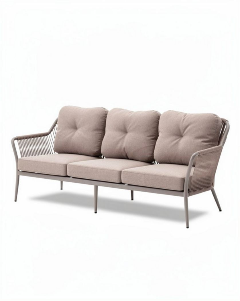 Canapé d'extérieur en métal et tissu - Utilisé pour les espaces extérieurs - Dimensions environ 200 x 80 x 85 cm
